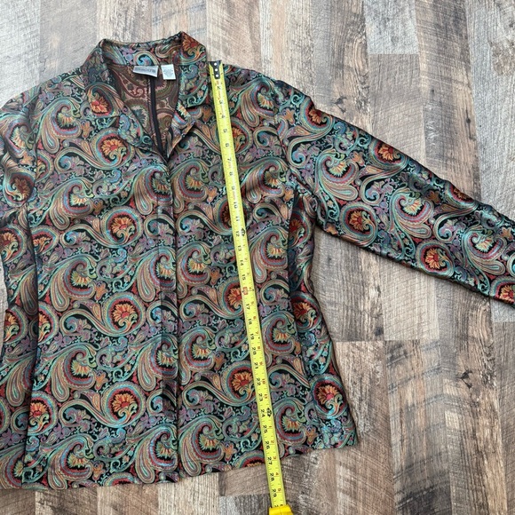 Chico’s Silk Paisley Print Button Shirt Size 2 - Picture 4 of 11